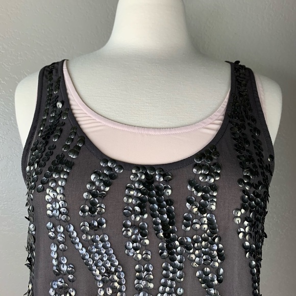 MM Couture Dusty Rose & Bronze Sequined Tank Tops - Picture 3 of 9